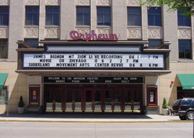 Marquee for The Orpheum Theatre, also known as New Orpheum Theatre and Orpheum Electric Building in Sioux City, IA 51101