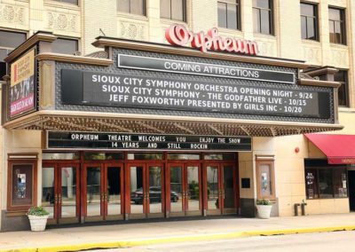 The Orpheum Theatre, also known as New Orpheum Theatre and Orpheum Electric Building marquee in Sioux City, IA 51101 by Wagner Sign