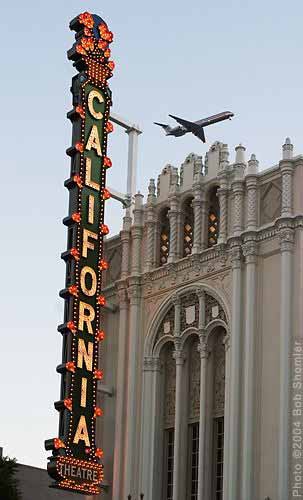 California Theater vertical sign by Wagner Electric Sign Co.